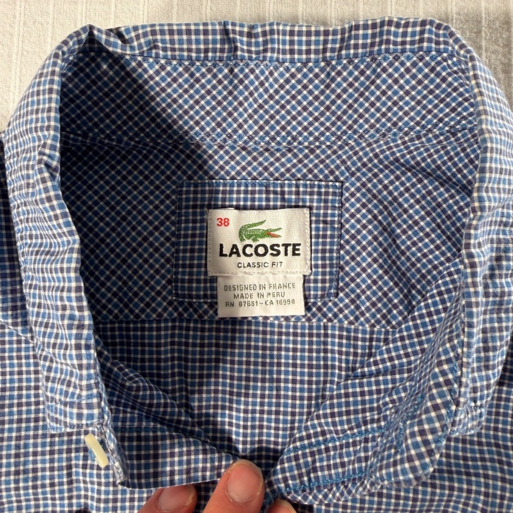 Mens Blue Checked Lacoste Classic Fit
